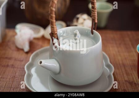 A view of a small Chinese teapot. Stock Photo
