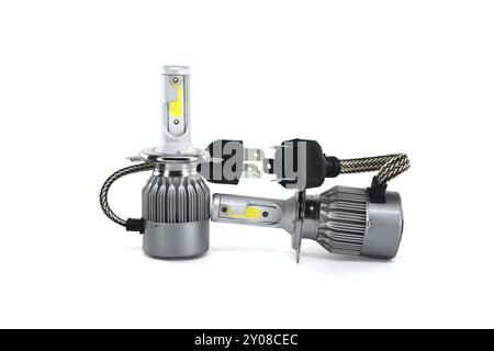Car H4 LED headlight bulbs isolated on white background Stock Photo - Alamy