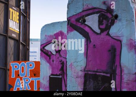 Three pieces of the wall with graffiti on them Stock Photo