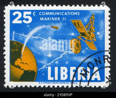 LIBERIA - CIRCA 1964: stamp printed by Liberia, shows Satellite Mariner, circa 1964 Stock Photo