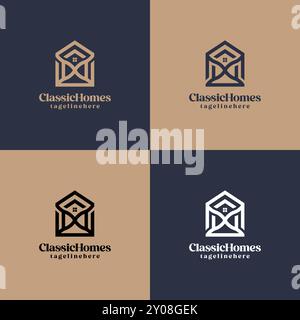 Classic Homes REAL ESTATE Logo Stock Vector