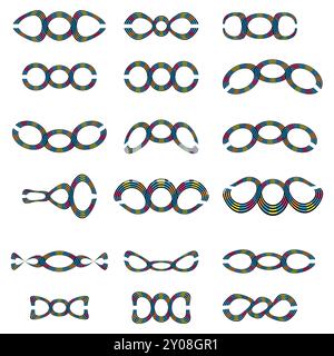 colour full infinity symbol with different shapes two Stock Vector