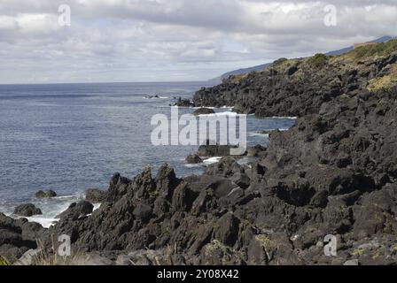 Lava coast, Pico Island, Azores, Portugal, Europe Stock Photo