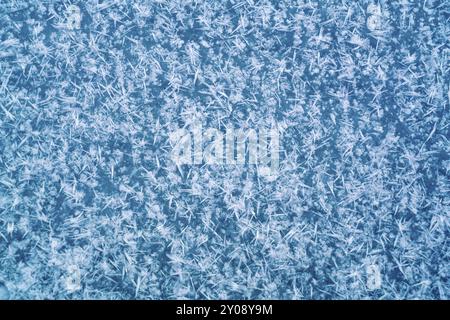 Snow crystals on the ice floor at Lake Baikal in Russia Stock Photo