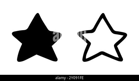 Black and white star silhouette and outline isolated on white background. concept of minimalist icon, celestial shape, simple design, modern decoratio Stock Vector