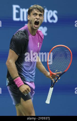 Flavio Cobolli of Italy during day 6 of the 2024 US Open, Grand Slam tennis tournament on 31 August 2024 at USTA Billie Jean King National Tennis Center in New York, United States Stock Photo