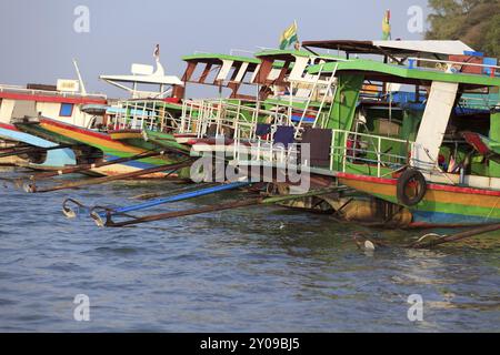 Ships on the Irrawaddy in Myanmar Stock Photo