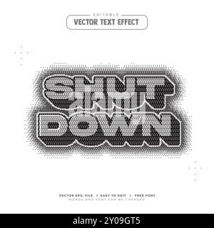 Halftone Editable Text Effect, Bitmap typography Stock Vector