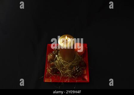 Christmas, advend, advendskranz, christ child, candle, oranges, santa, arrangement, pine cone, tinsel, mandarin, wick, flame, light, Christmas time, C Stock Photo