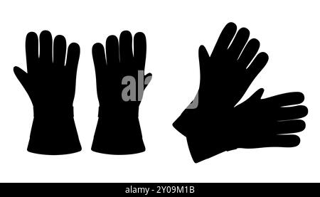 Professional work gloves. Protective gloves for builders and workers and firefighters. Pair Welding Thick Heavy Gloves High Heat Proof, Fireplace Glov Stock Vector