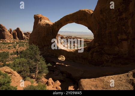 Der Double-O-Arch im Arches National Park in Utah Stock Photo