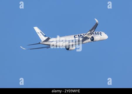 Finnair's Airbus a350 taking off from Helsinki airport Stock Photo