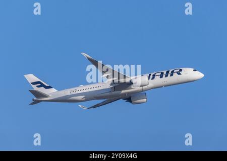 Finnair's Airbus a350 taking off from Helsinki airport Stock Photo