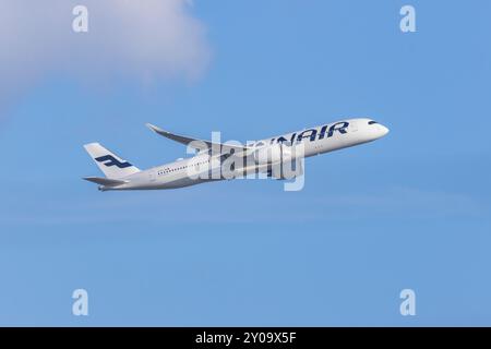 Finnair's Airbus a350 taking off from Helsinki airport Stock Photo