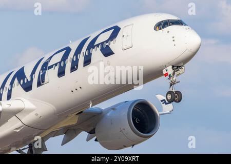 Finnair's Airbus a350 taking off from Helsinki airport Stock Photo