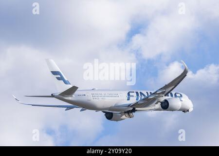 Finnair's Airbus a350 taking off from Helsinki airport Stock Photo