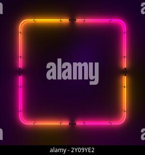Neon frame sign in the shape of rectangle. 3d illustration. Stock Photo