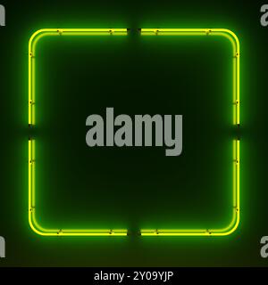 Rectangular neon sign. Geometric glowing lines. Abstract background with space for your text. 3d illustration. Stock Photo