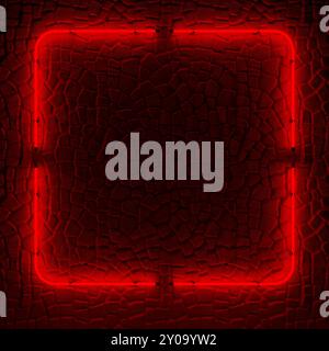 Neon rectangle frame sign. Geometric glowing lines. Abstract background with space for your text. 3d illustration. Stock Photo