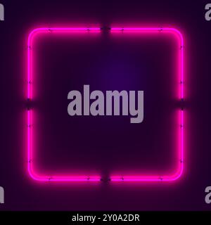 Rectangular neon sign. Geometric glowing lines. Abstract background with copy space. 3d illustration. Stock Photo