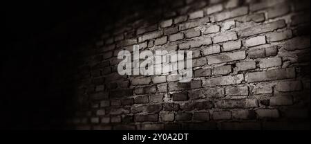 Dark old brick wall, textured background, 3d illustration Stock Photo