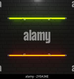 Abstract multi colored neon light lines. 3d illustration. Stock Photo