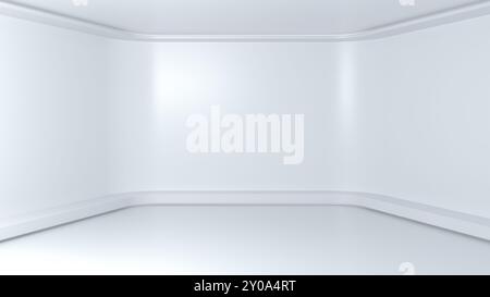 Empty simple white light interior room. 3d illustration. Stock Photo