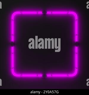 Rectangular neon sign. Geometric glowing lines. Abstract background with space for your text. 3d illustration. Stock Photo