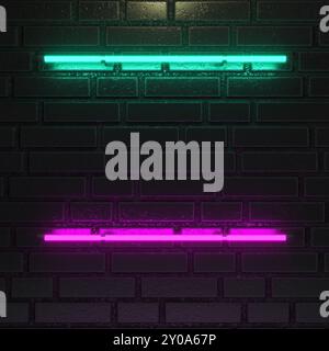 Abstract multi colored neon light lines. 3d illustration. Stock Photo