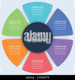 Circle Infographic design 6 steps, objects, elements or options infographic business template Stock Vector