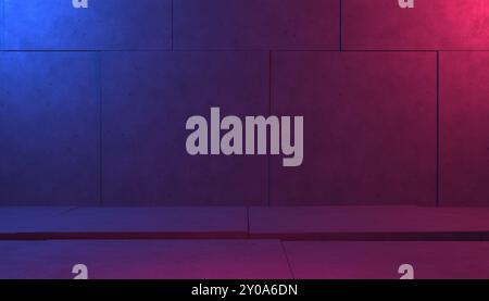 Colorful background scene, purple light gradient on concrete wall, 3d illustration Stock Photo