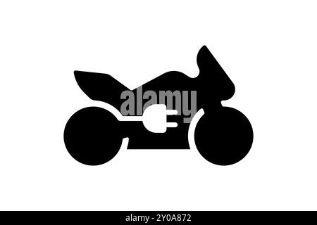 Electric sportbike icon. Black cable electrical motorcycle linear ...