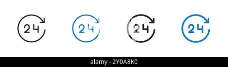 24 Hour icon linear vector graphics sign or symbol set for web app ui Stock Vector