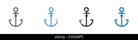 Anchor icon linear vector graphics sign or symbol set for web app ui Stock Vector