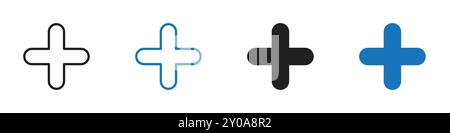 Add icon linear vector graphics sign or symbol set for web app ui Stock Vector