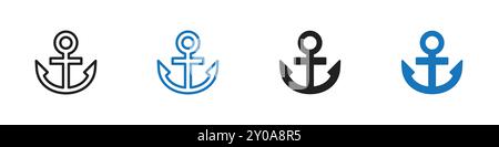Anchor icon linear vector graphics sign or symbol set for web app ui Stock Vector