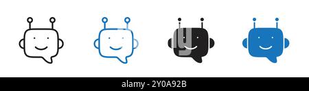 Bot icon linear vector graphics sign or symbol set for web app ui Stock Vector