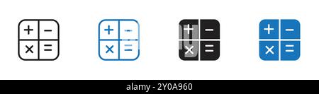 Calculator icon linear vector graphics sign or symbol set for web app ui Stock Vector