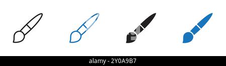 Brush icon linear vector graphics sign or symbol set for web app ui Stock Vector