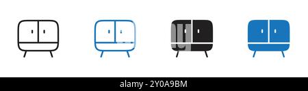 Cabinet icon linear vector graphics sign or symbol set for web app ui Stock Vector