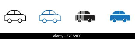 Car icon linear vector graphics sign or symbol set for web app ui Stock Vector