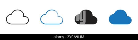 Cloud icon linear vector graphics sign or symbol set for web app ui Stock Vector
