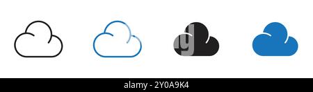 Cloud icon linear vector graphics sign or symbol set for web app ui Stock Vector