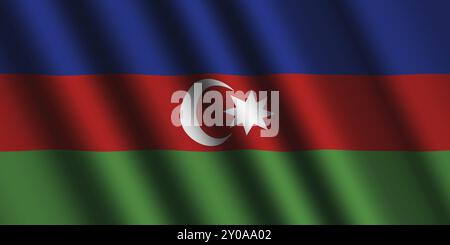 The Azerbaijani flag flying in the wind Stock Photo