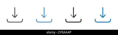 Download icon linear vector graphics sign or symbol set for web app ui Stock Vector