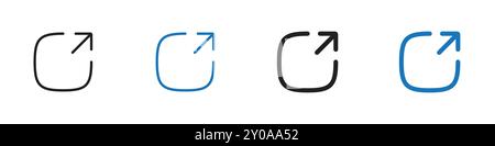 External link linear vector graphics sign or symbol set for web app ui Stock Vector
