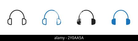 Headphones icon linear vector graphics sign or symbol set for web app ui Stock Vector