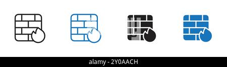 Fire wall icon linear vector graphics sign or symbol set for web app ui Stock Vector