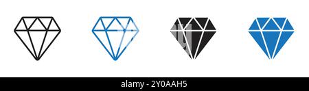 Diamond icon linear vector graphics sign or symbol set for web app ui Stock Vector