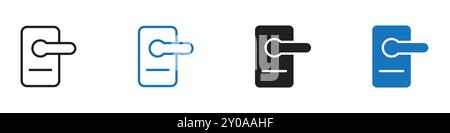 Door lock icon linear vector graphics sign or symbol set for web app ui Stock Vector